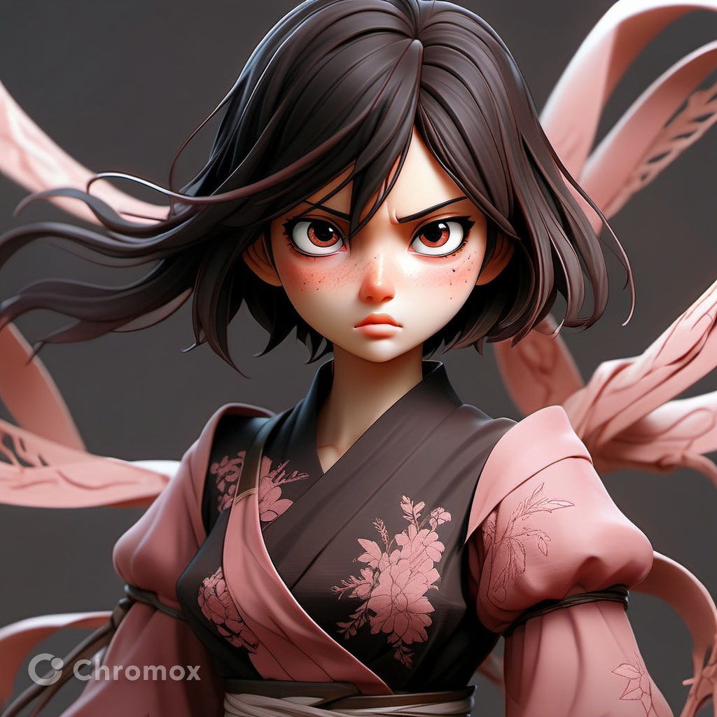 Anime artwork of Mikasa Ackerman in a detailed intricate pink and black dress, by wlop, 8k, beautiful details